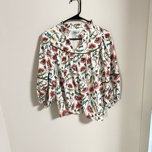 NWT CROSBY BY MOLLIE BURCH rosie top in woodcut floral print spring - Picture 9 of 9